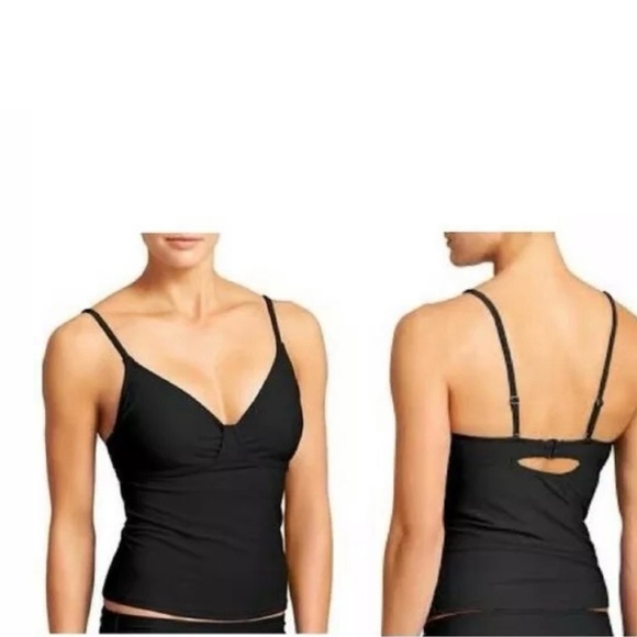 Athleta Leila Tankini Swim Top Black Sz 34D/DD Versatile & Adjustable Straps - Picture 1 of 9